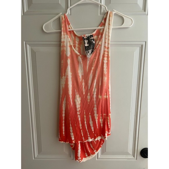 Young Fabulous & Broke Tank Top Womens Size Small Orange Tie-dye Twisted Back - Picture 1 of 4